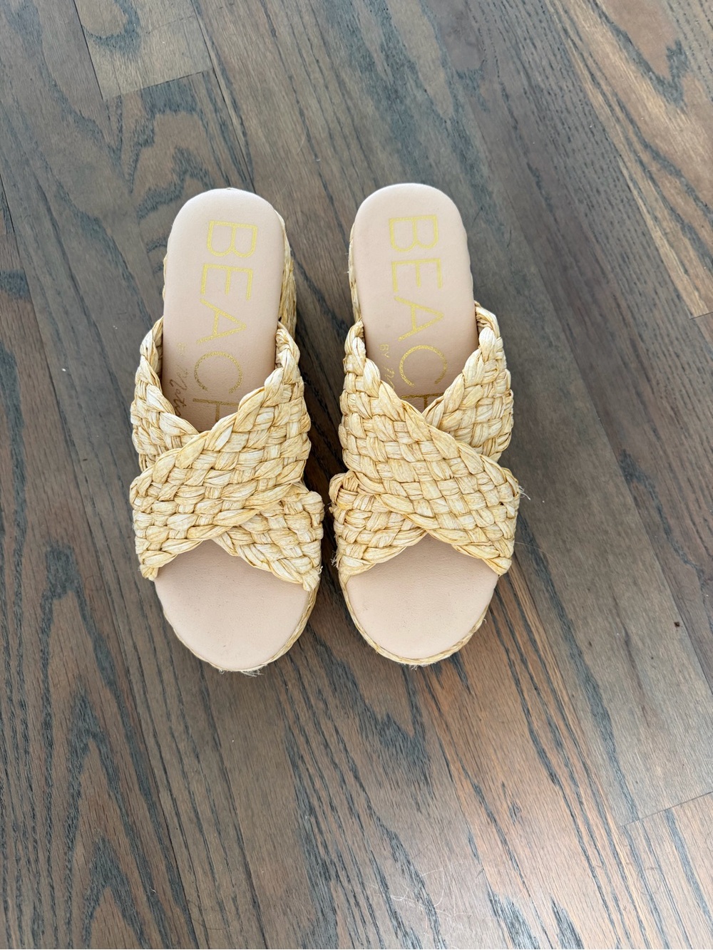 Beach Braided Slide Mules in Natural Straw